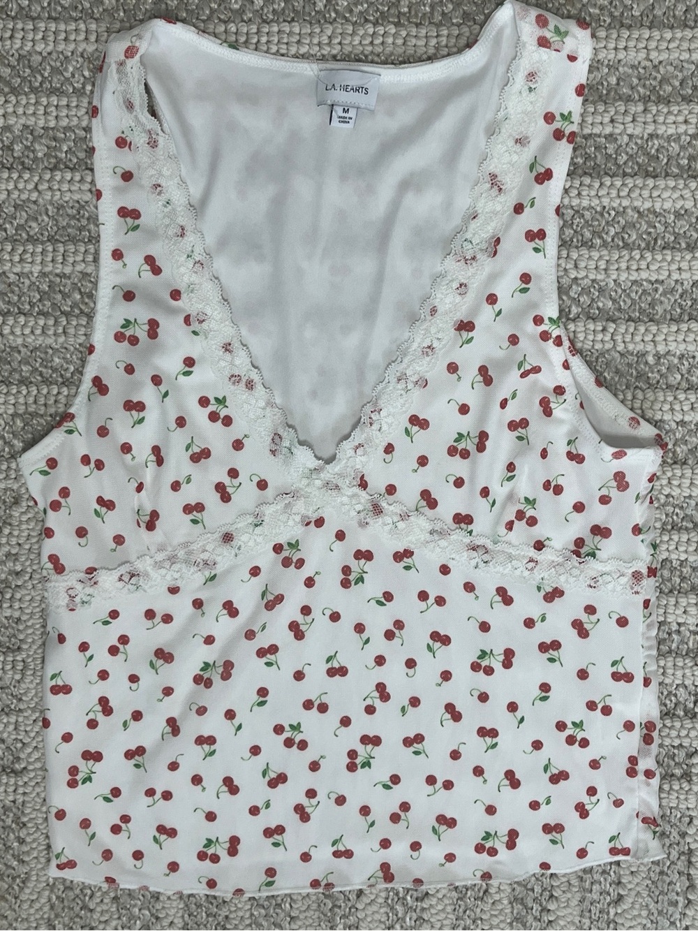 LA hearts top with cherries size medium